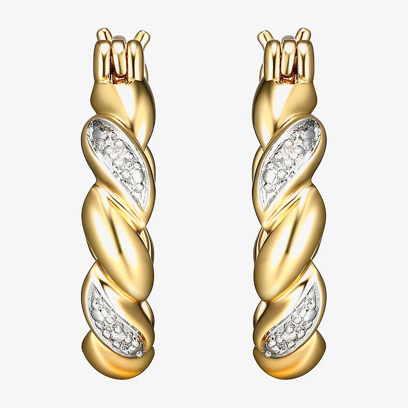 Sparkle Allure Diamond Accent 18K Gold Over Brass Curved Hoop Earrings