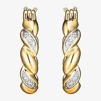 Sparkle Allure Diamond Accent 18K Gold Over Brass Curved Hoop Earrings