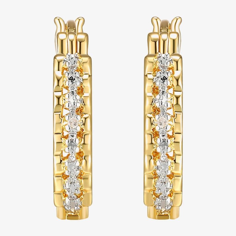 Sparkle Allure Diamond Accent 18K Gold Over Brass Round Hoop Earrings
