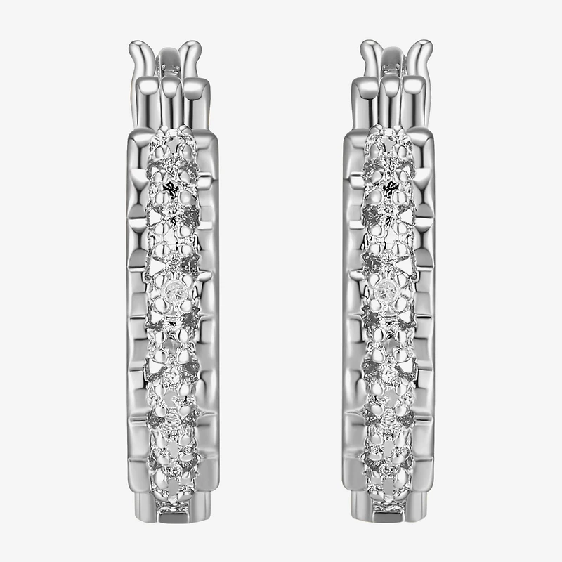 Sparkle Allure Diamond Accent Round Hoop Earrings
