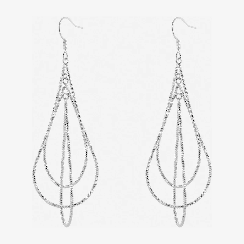 Silver Reflections Orbital Womens Pure Silver Over Brass Drop Earrings