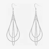 Silver Reflections Orbital Womens Pure Silver Over Brass Drop Earrings