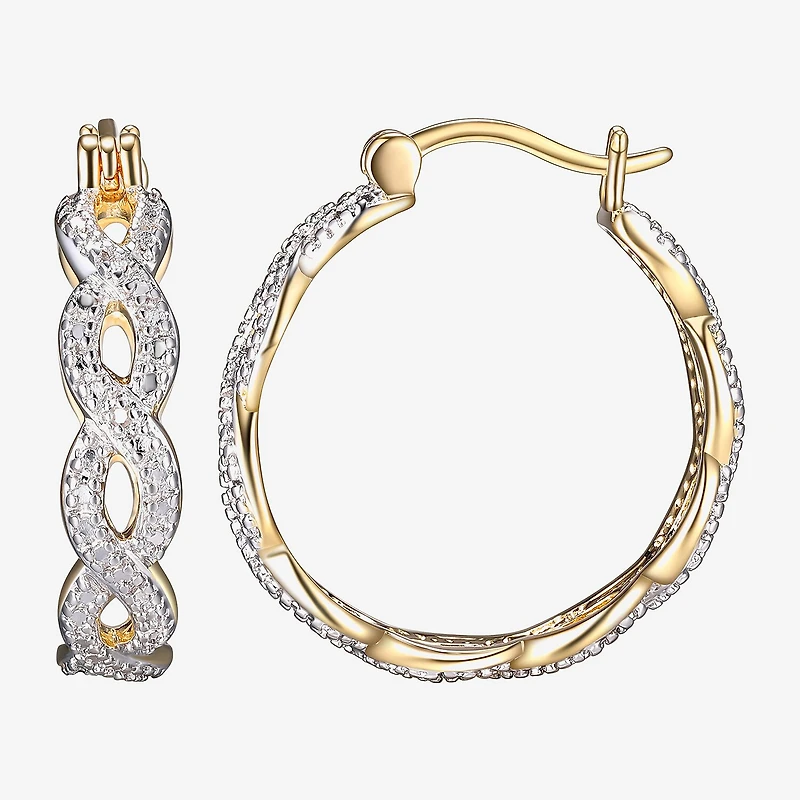 Sparkle Allure Diamond Accent 18K Gold Over Brass Hoop Earrings