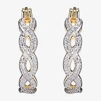 Sparkle Allure Diamond Accent 18K Gold Over Brass Hoop Earrings