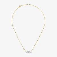 (G-H / I1-12) "Mom" Womens 1/3 CT. T.W. Lab Grown White Diamond 10K Gold Heart 18 Inch Pendant Necklace