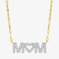 (G-H / I1-12) "Mom" Womens 1/3 CT. T.W. Lab Grown White Diamond 10K Gold Heart 18 Inch Pendant Necklace
