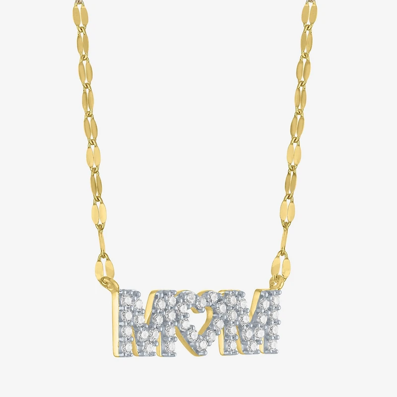 (G-H / I1-12) "Mom" Womens 1/3 CT. T.W. Lab Grown White Diamond 10K Gold Heart 18 Inch Pendant Necklace
