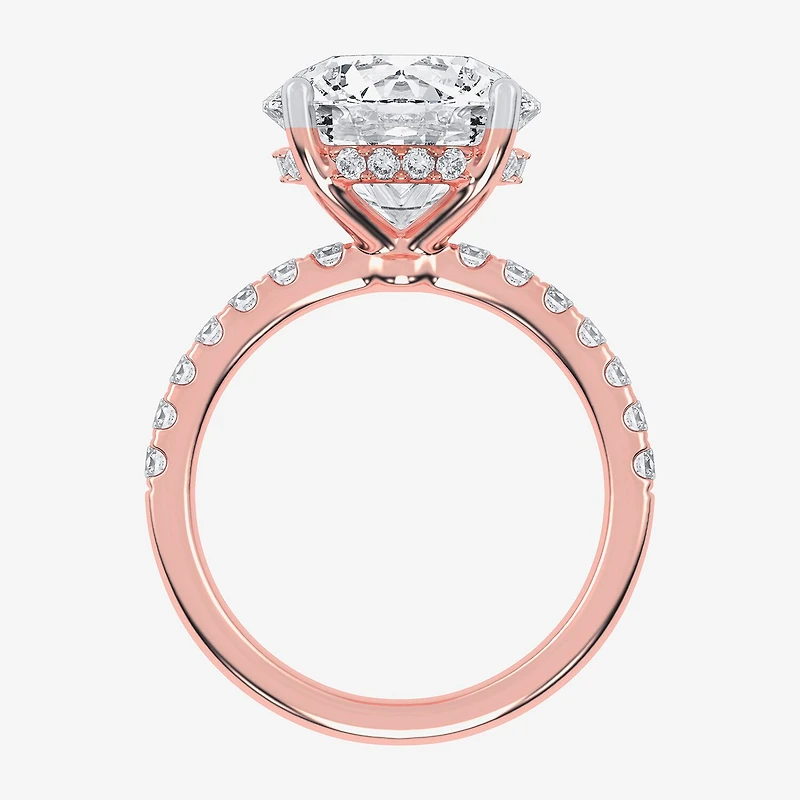 (G-H / Si1-Si2) Womens 5 1/2 CT. T.W. Lab Grown White Diamond 14K Gold Round Side Stone Engagement Ring