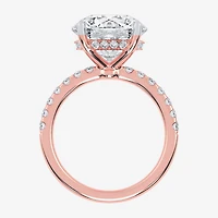 (G-H / Si1-Si2) Womens 5 1/2 CT. T.W. Lab Grown White Diamond 14K Gold Round Side Stone Engagement Ring