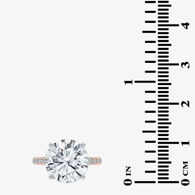 (G-H / Si1-Si2) Womens 5 1/2 CT. T.W. Lab Grown White Diamond 14K Gold Round Side Stone Engagement Ring