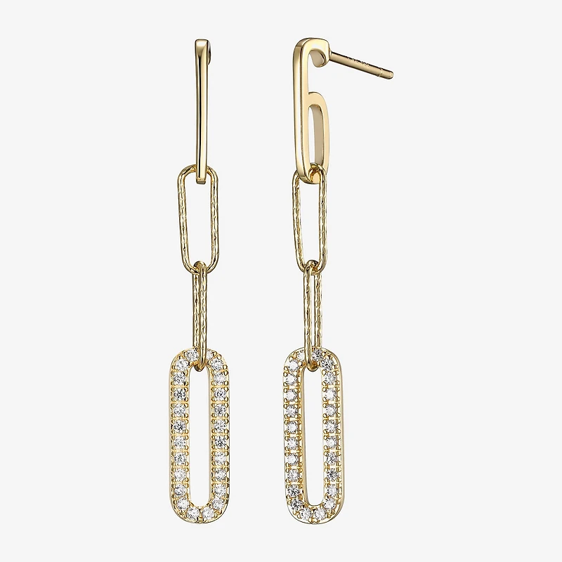 Paris 1901 By Charles Garnier Womens Cubic Zirconia 18K Gold Over Silver Drop Earrings