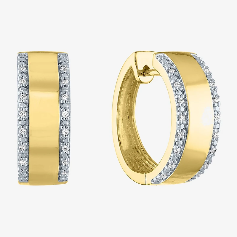 Diamond Addiction (G-H / I1-I2) Womens 1/10 CT. T.W. Lab Grown White Diamond 14K Gold Over Silver 18mm Hoop Earrings