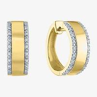 Diamond Addiction (G-H / I1-I2) Womens 1/10 CT. T.W. Lab Grown White Diamond 14K Gold Over Silver 18mm Hoop Earrings