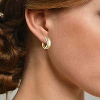 Diamond Addiction (G-H / I1-I2) Womens 1/10 CT. T.W. Lab Grown White Diamond 14K Gold Over Silver 18mm Hoop Earrings