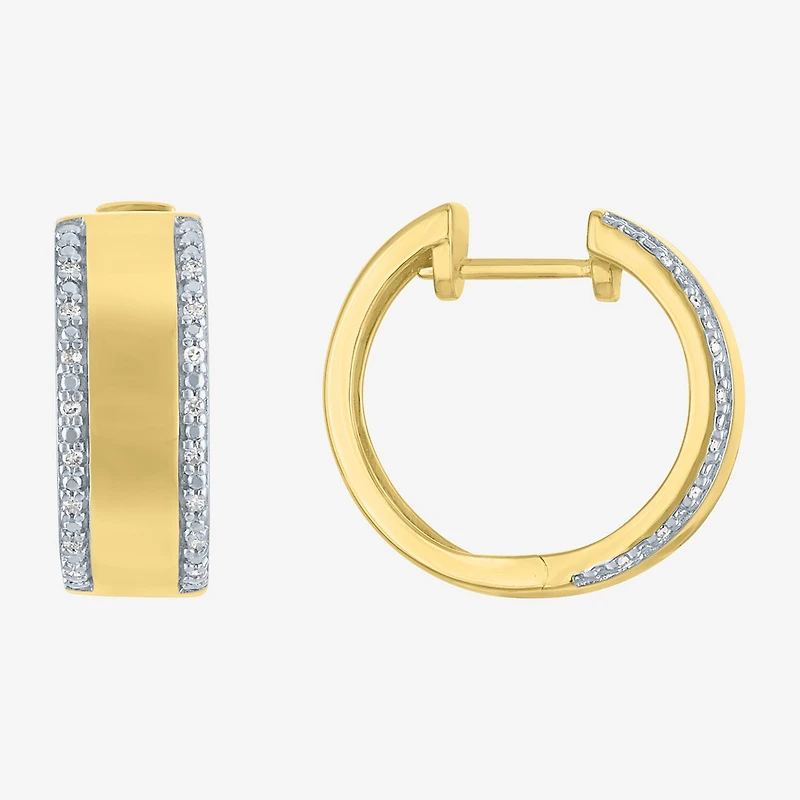 Diamond Addiction (G-H / I1-I2) Womens 1/10 CT. T.W. Lab Grown White Diamond 14K Gold Over Silver 18mm Hoop Earrings
