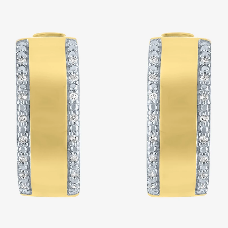 Diamond Addiction (G-H / I1-I2) Womens 1/10 CT. T.W. Lab Grown White Diamond 14K Gold Over Silver 18mm Hoop Earrings