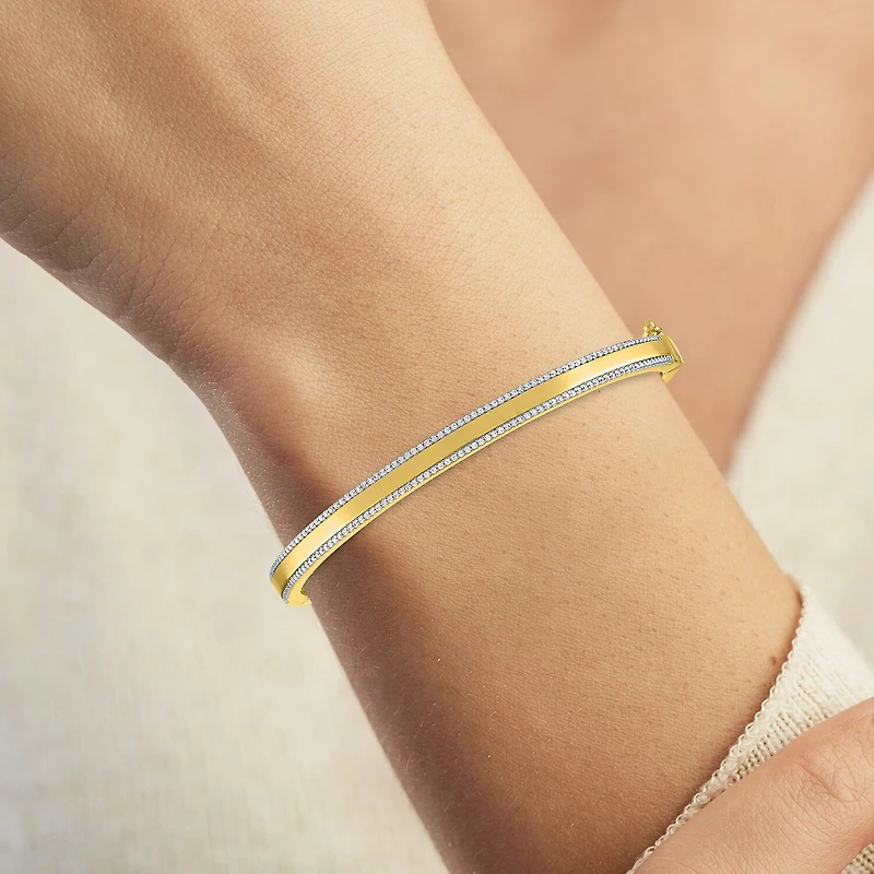 Diamond Addiction (G-H / Si2-I1) Womens 1/2 CT. T.W. Lab Grown White Sterling Silver Bangle Bracelet