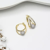 Womens Crystal 24K Gold Over Silver 18.3mm Round Hoop Earrings