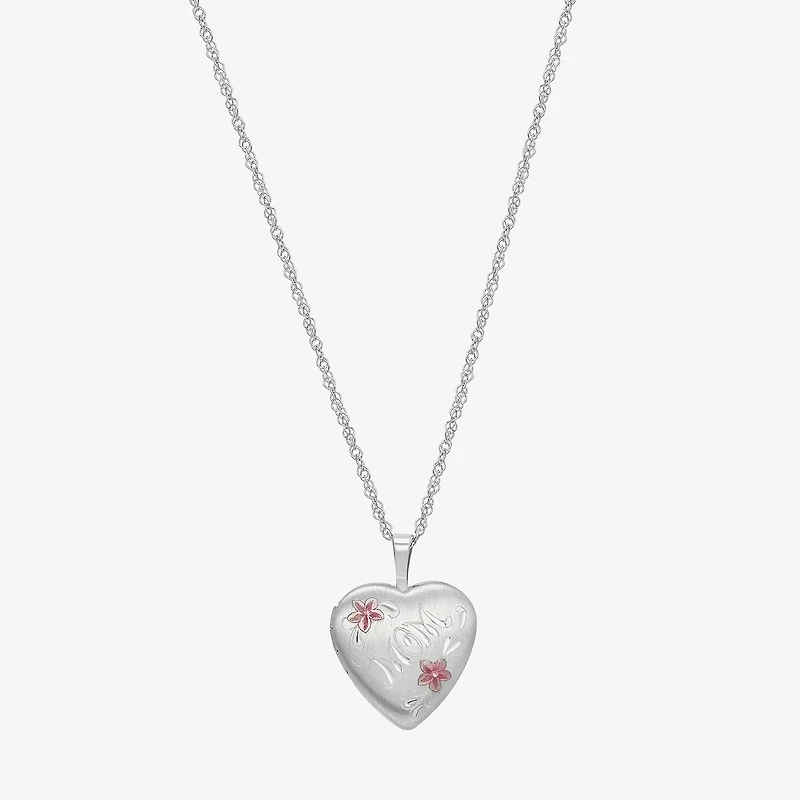 Womens Sterling Silver 18 Inch Locket Necklace