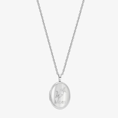 "Mom" Womens Sterling Silver 18 Inch Locket Necklace