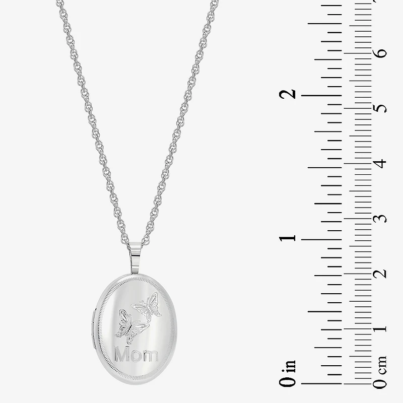 "Mom" Womens Sterling Silver 18 Inch Locket Necklace