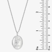 "Mom" Womens Sterling Silver 18 Inch Locket Necklace