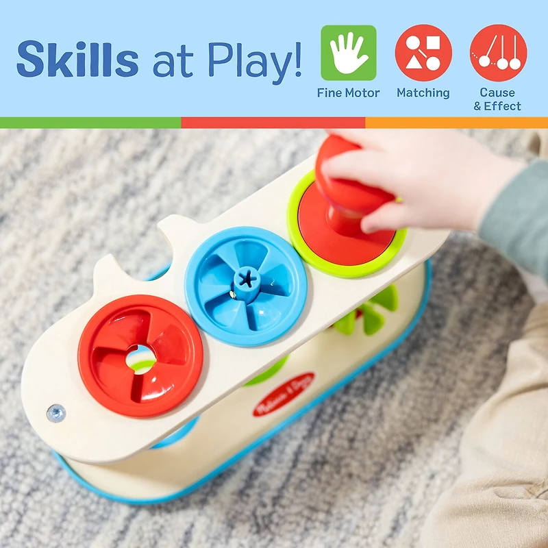Melissa & Doug Match & Push Spinning Tops Interactive Toy