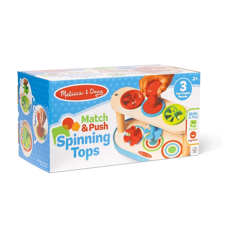 Melissa & Doug Match & Push Spinning Tops Interactive Toy