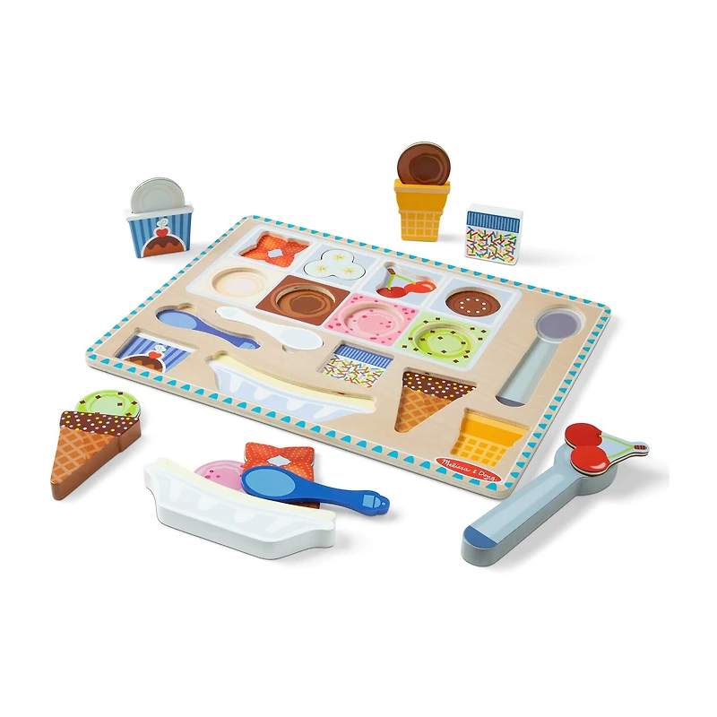 Melissa & Doug Wooden Mag Ice Cream Puzzle & Play Set 16-pc. Puzzle