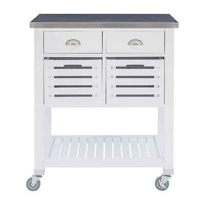 Linon Robbin Stainless Steel-Top Kitchen Cart