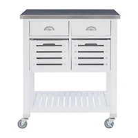 Linon Robbin Stainless Steel-Top Kitchen Cart