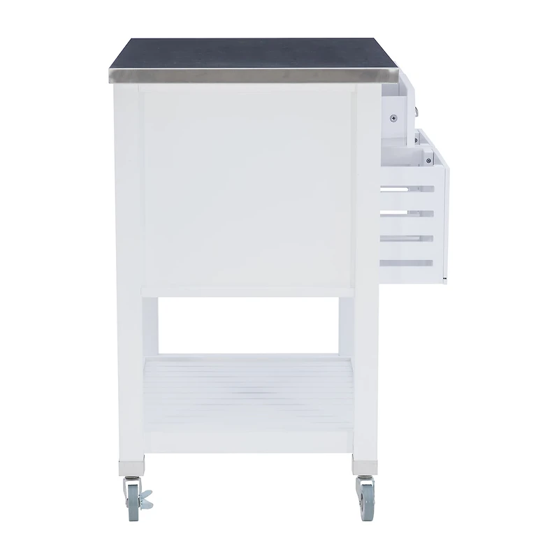 Linon Robbin Stainless Steel-Top Kitchen Cart