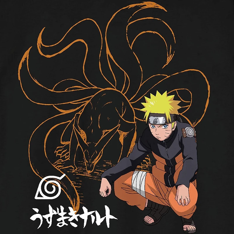 Novelty Mens Crew Neck Short Sleeve Relaxed Fit Naruto Graphic T-Shirt