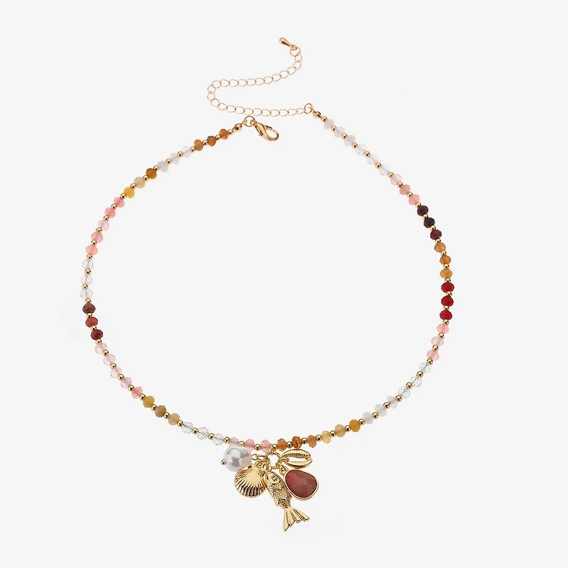 Bijoux Bar Womens Glass 18 1/2 Inch Pendant Necklace