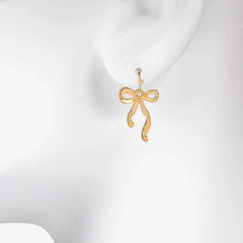 Bijoux Bar Delicates Womens Cubic Zirconia Bow Drop Earrings