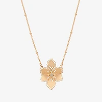 Bijoux Bar Delicates Womens White Glass Flower 16 Inch Pendant Necklace