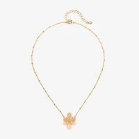 Bijoux Bar Delicates Womens White Glass Flower 16 Inch Pendant Necklace
