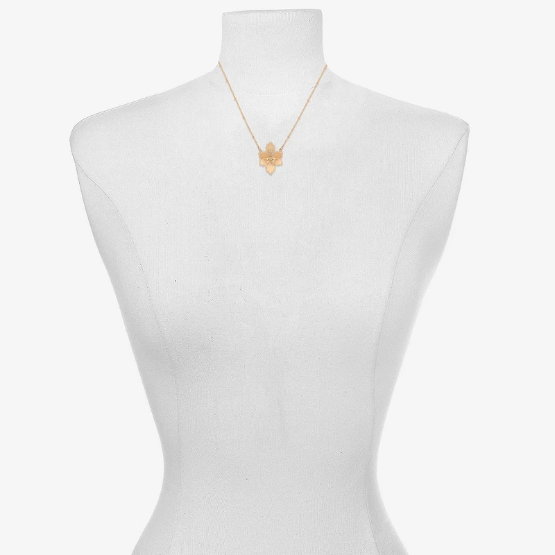 Bijoux Bar Delicates Womens White Glass Flower 16 Inch Pendant Necklace