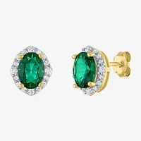 Womens Simulated Green Emerald 14K Gold Over Silver Oval 3-pc. Jewelry Set
