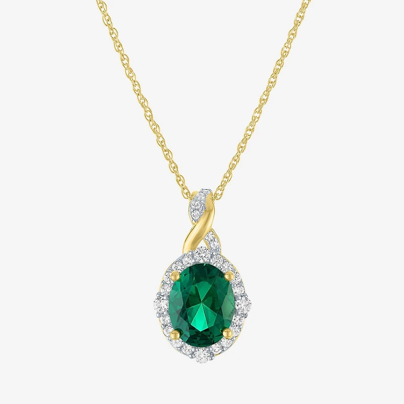 Womens Simulated Green Emerald 14K Gold Over Silver Oval 3-pc. Jewelry Set