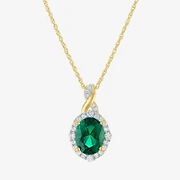 Womens Simulated Green Emerald 14K Gold Over Silver Oval 3-pc. Jewelry Set