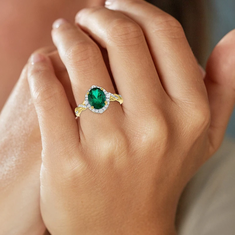 Womens Simulated Green Emerald 14K Gold Over Silver Oval 3-pc. Jewelry Set