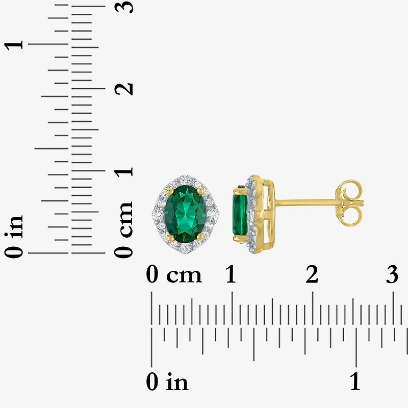 Womens Simulated Green Emerald 14K Gold Over Silver Oval 3-pc. Jewelry Set
