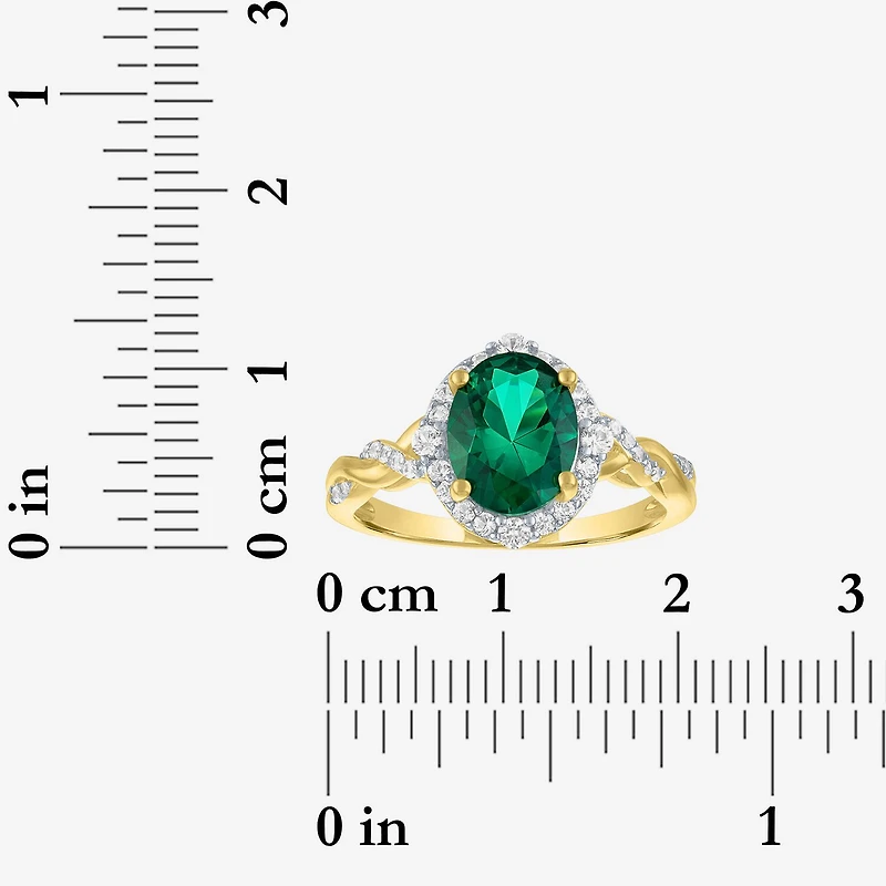 Womens Simulated Green Emerald 14K Gold Over Silver Oval 3-pc. Jewelry Set