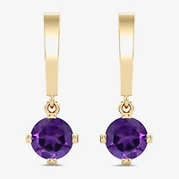 Lab Created or Genuine Gemstone 14K Gold Over Silver Sterling Round Drop Earrings
