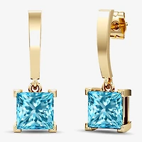 Womens Lab Created Gemstone 14K Gold Over Silver Square Drop Earrings