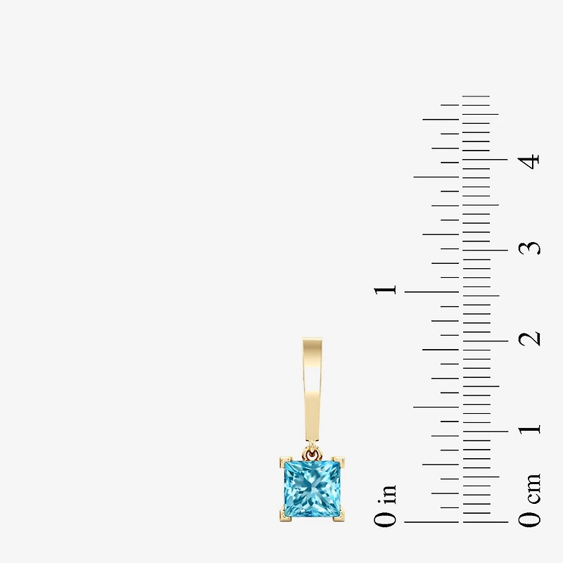 Womens Lab Created Gemstone 14K Gold Over Silver Square Drop Earrings