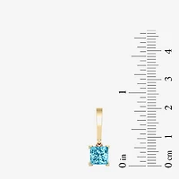 Womens Lab Created Gemstone 14K Gold Over Silver Square Drop Earrings