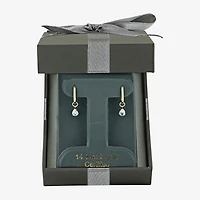 Floating Diamonds (F / Vs2) Womens 1 CT. T.W. Lab Grown White Diamond 14K Gold 23.3mm Pear Hoop Earrings