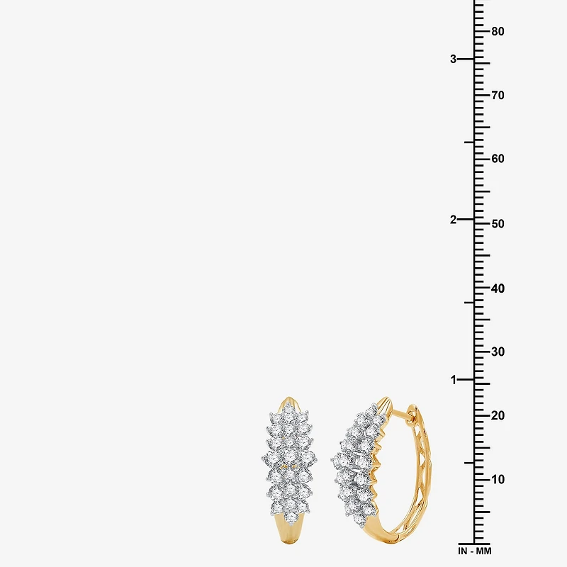 Womens 2 CT. T.W. Lab Grown White Diamond 10K Gold 22.7mm Hoop Earrings